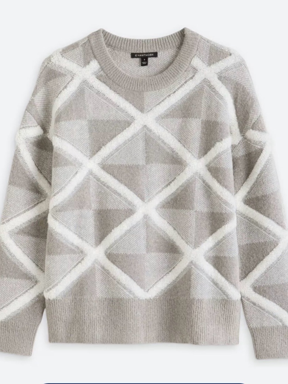 41 Hawthorne Rana Gray Geometric Crewneck Sweater